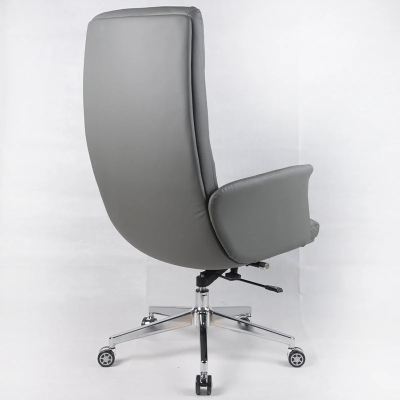 Chaise de bureau en similicuir à dossier haut, gris, avec roulettes Clearhalo