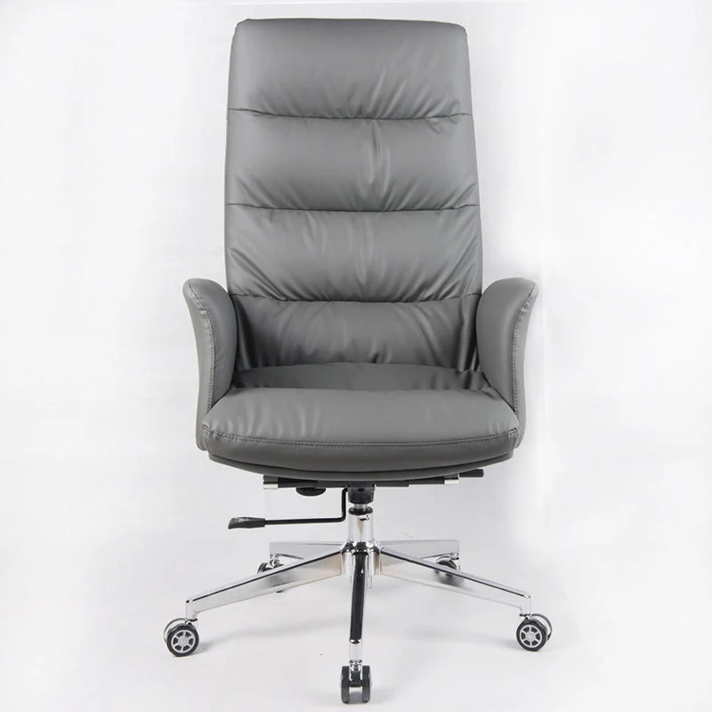 Chaise de bureau en similicuir à dossier haut, gris, avec roulettes Clearhalo