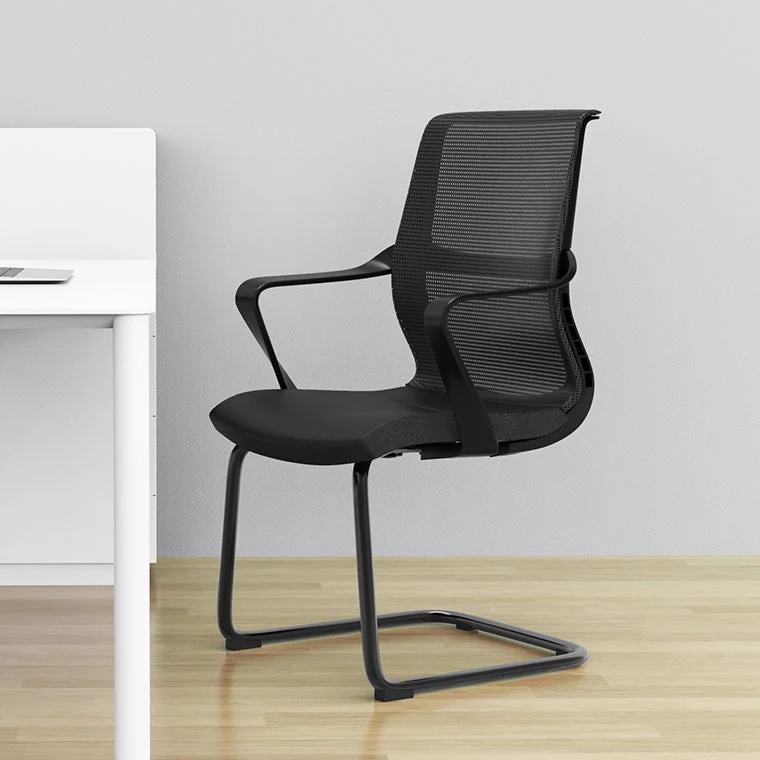 Chaise de bureau de style moderne, bras fixes à dossier moyen, chaise de travail ergonomique en maille Clearhalo