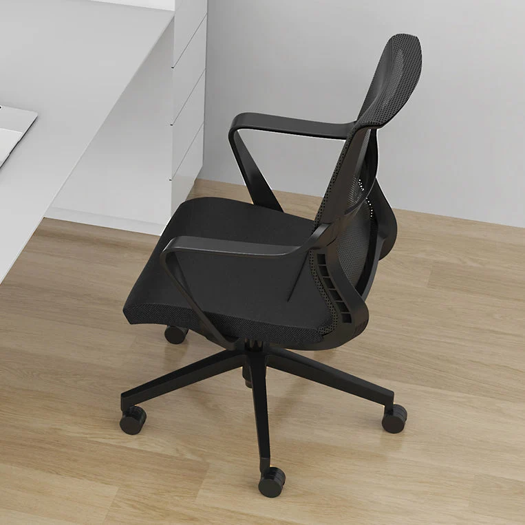 Chaise de bureau de style moderne, bras fixes à dossier moyen, chaise de travail ergonomique en maille Clearhalo