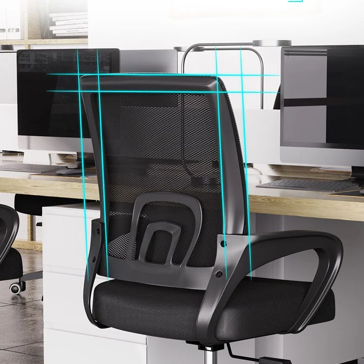 Chaise de bureau de style moderne, bras fixes, chaise de travail ergonomique à dossier moyen avec roulettes Clearhalo