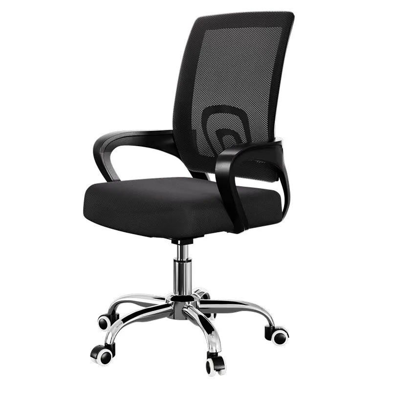 Chaise de bureau de style moderne, bras fixes, chaise de travail ergonomique à dossier moyen avec roulettes Clearhalo