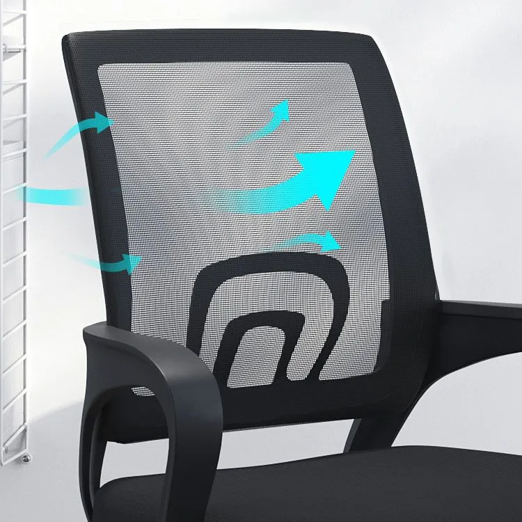 Chaise de bureau de style moderne, bras fixes, chaise de travail ergonomique à dossier moyen avec roulettes Clearhalo