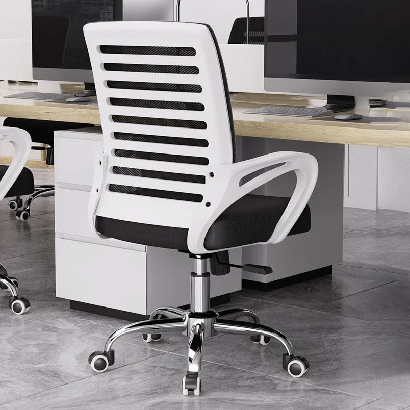 Chaise de bureau de style moderne, bras fixes, chaise de travail ergonomique à dossier moyen avec roulettes Clearhalo