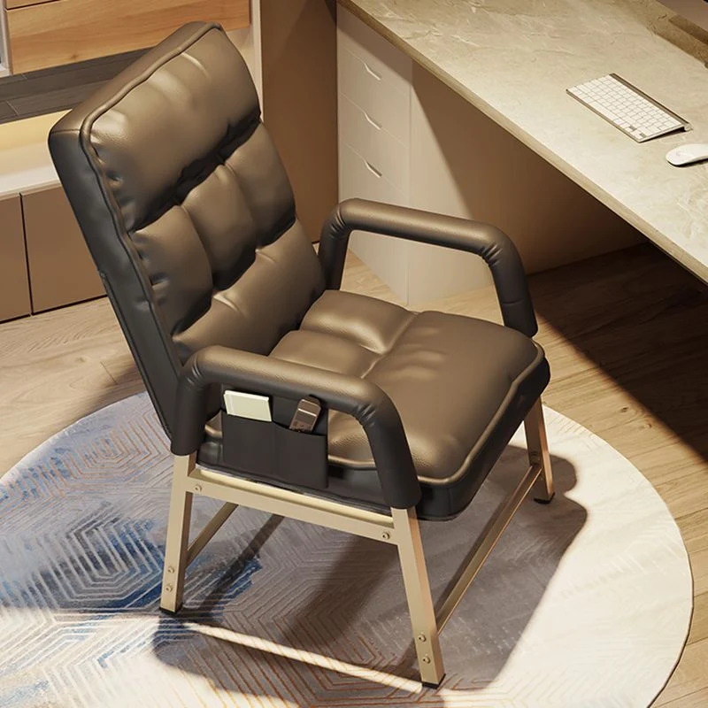 Chaise de bureau de style moderne, chaise de travail à bras fixes avec pieds dorés Clearhalo