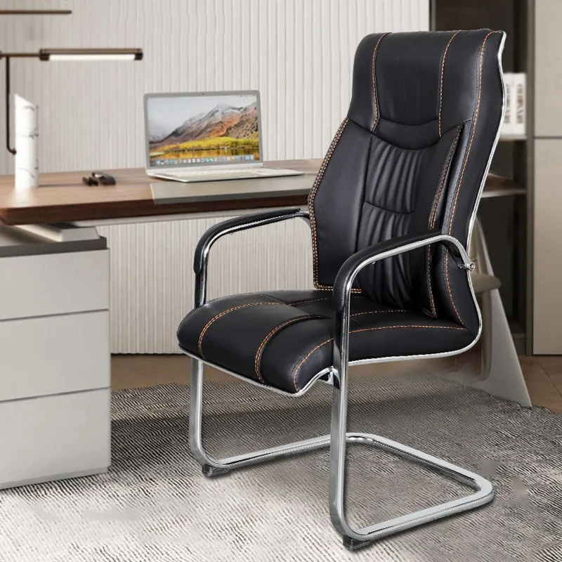 Chaise de bureau tapissée moderne sans bras fixes avec roues sans chaise de bureau pénible Clearhalo
