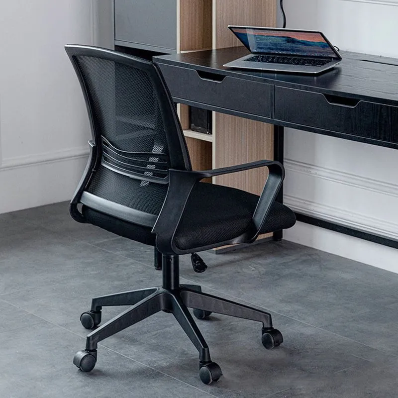 Chaise de bureau tapissée par grille d'air respirable de chaise de bureau contemporaine noire Clearhalo