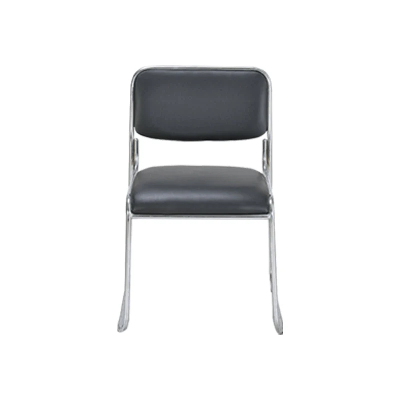 Chaise de bureau tapissée sans bras moderne, chaise de conférence de gestion en cuir noir Clearhalo
