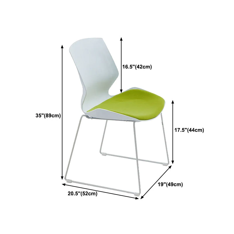 Chaise de bureau tapissée sans bras moderne aucune chaise de bureau en plastique de roues Clearhalo