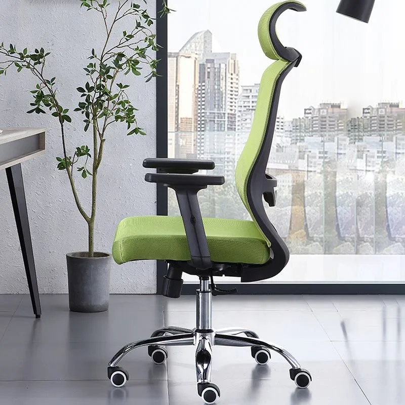 Chaise de bureau verte moderne, siège réglable en hauteur, avec roulettes Clearhalo