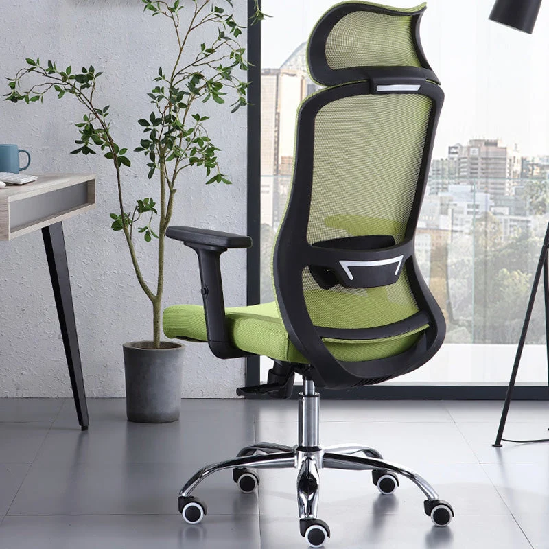 Chaise de bureau verte moderne, siège réglable en hauteur, avec roulettes Clearhalo