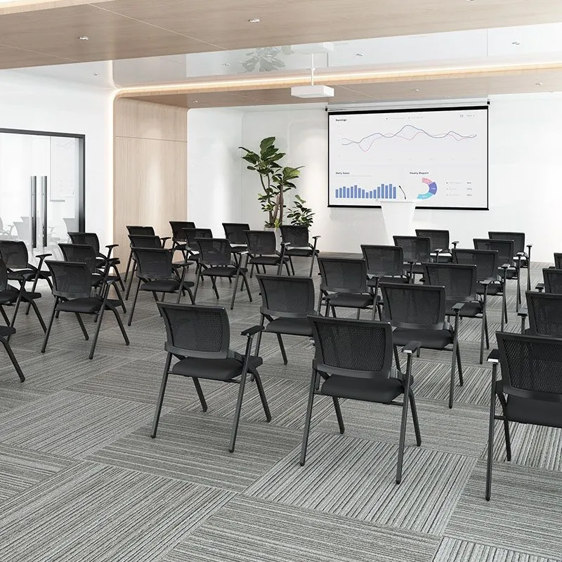 Chaise de conférence en acier moderne, chaise en maille avec accoudoir, chaise de bureau Clearhalo