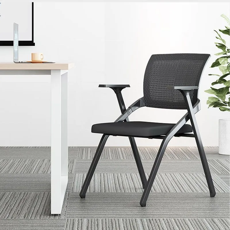 Chaise de conférence en acier moderne, chaise en maille avec accoudoir, chaise de bureau Clearhalo