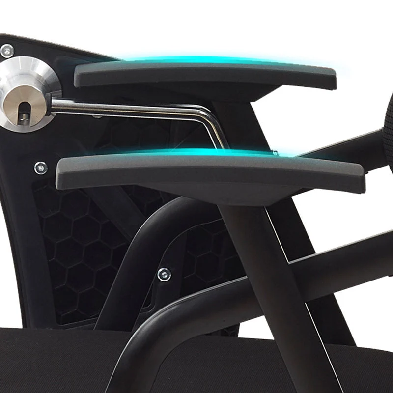 Chaise de conférence avec accoudoirs modernes, chaise à dossier en maille noire, pour le bureau Clearhalo