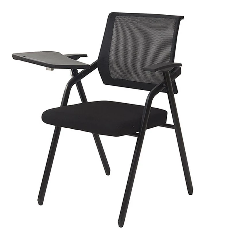 Chaise de conférence avec accoudoirs modernes, chaise à dossier en maille noire, pour le bureau Clearhalo