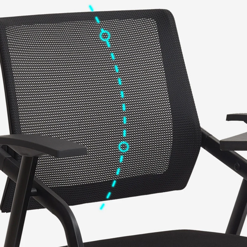 Chaise de conférence avec accoudoirs modernes, chaise à dossier en maille noire, pour le bureau Clearhalo