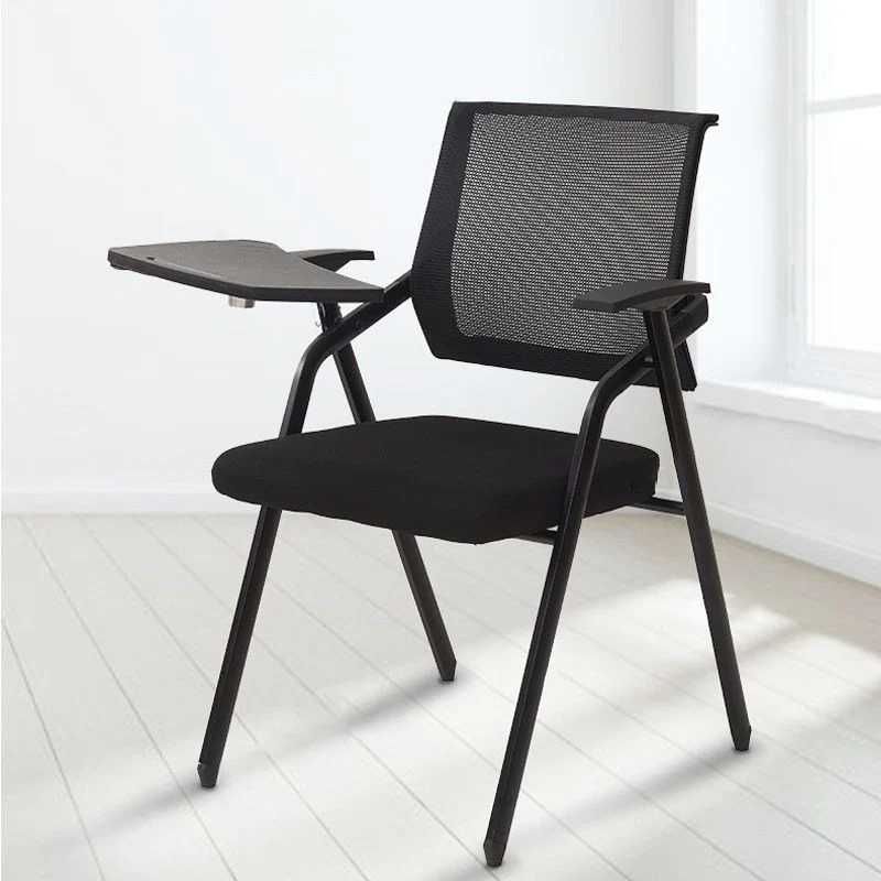Chaise de conférence avec accoudoirs modernes, chaise à dossier en maille noire, pour le bureau Clearhalo