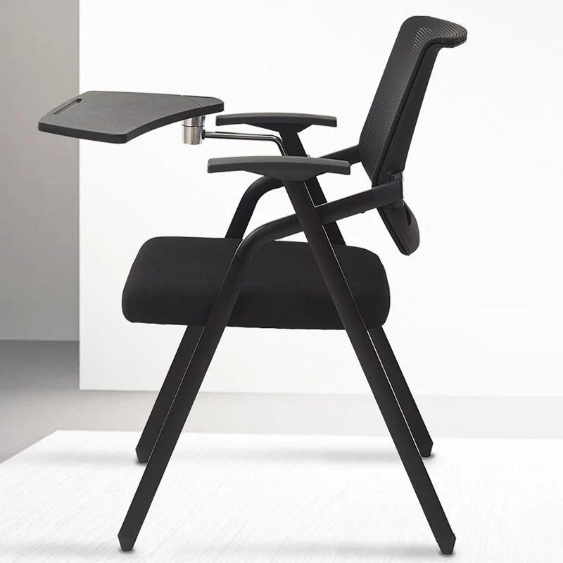 Chaise de conférence avec accoudoirs modernes, chaise à dossier en maille noire, pour le bureau Clearhalo