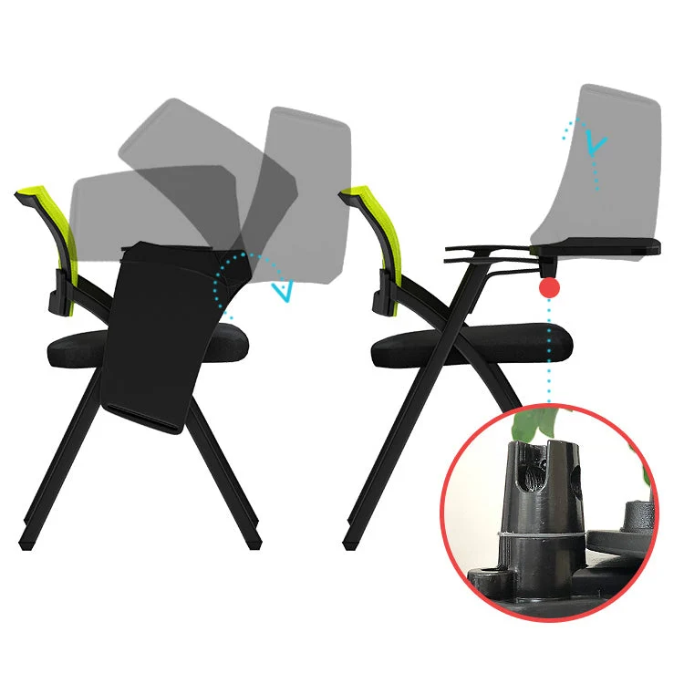 Chaise de conférence de cadre noir aucune chaise de bureau à bras fixes pénible Clearhalo