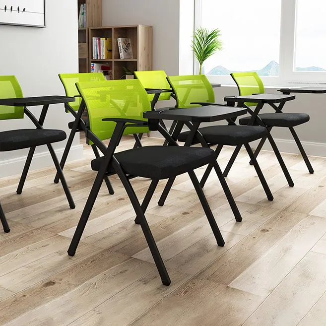 Chaise de conférence de cadre noir aucune chaise de bureau à bras fixes pénible Clearhalo