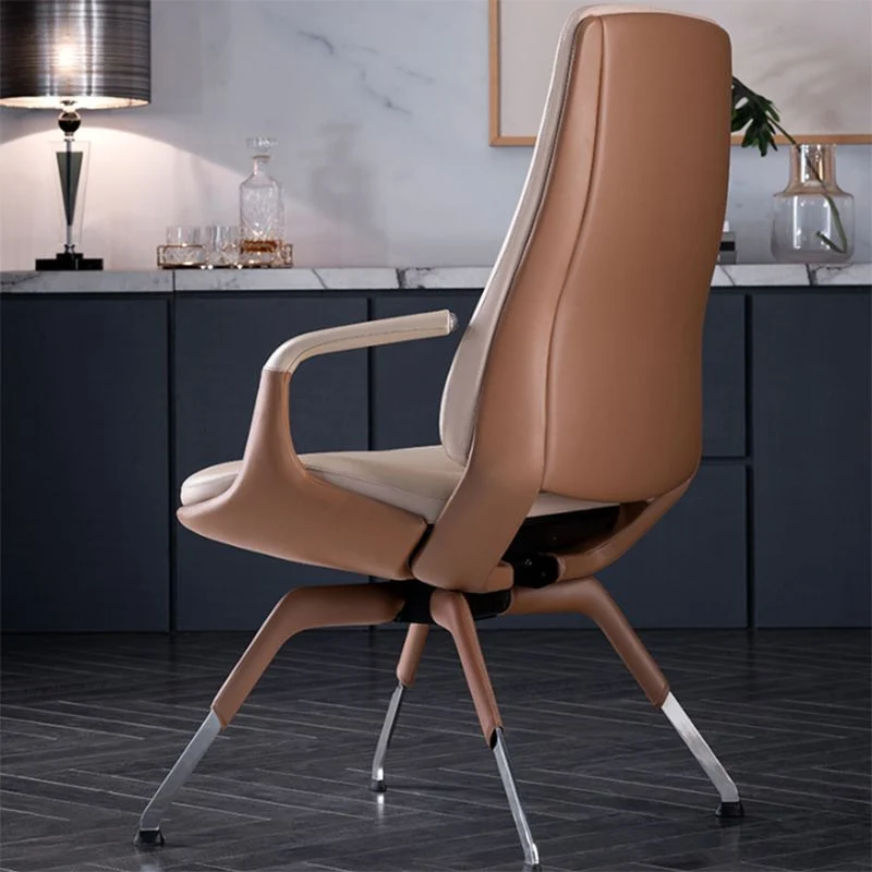 Chaise de conférence contemporaine à bras fixes, chaise de bureau en cuir pour bureau Clearhalo
