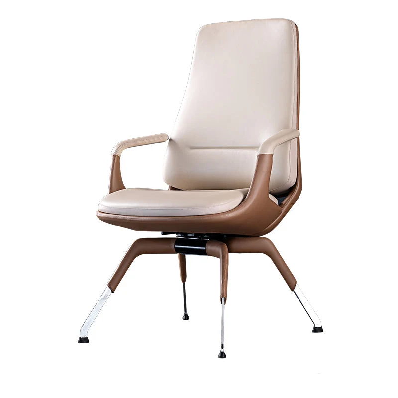 Chaise de conférence contemporaine à bras fixes, chaise de bureau en cuir pour bureau Clearhalo