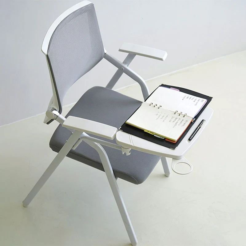 Chaise de conférence contemporaine à bras fixes, chaise de travail à dossier maillé pour le bureau Clearhalo