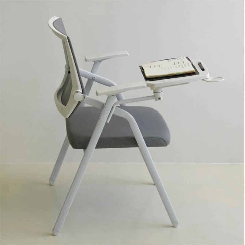 Chaise de conférence contemporaine à bras fixes, chaise de travail à dossier maillé pour le bureau Clearhalo