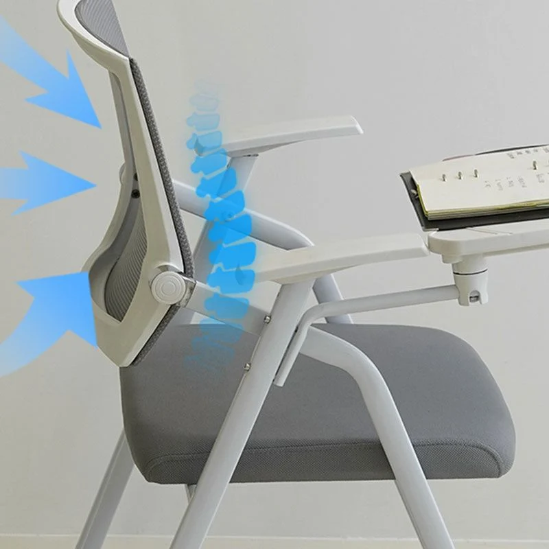 Chaise de conférence contemporaine à bras fixes, chaise de travail à dossier maillé pour le bureau Clearhalo