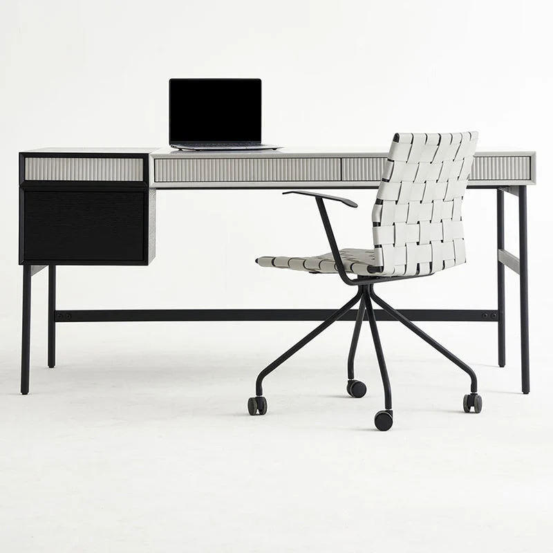 Chaise de conférence contemporaine à bras fixes, chaise grise pour bureau Clearhalo
