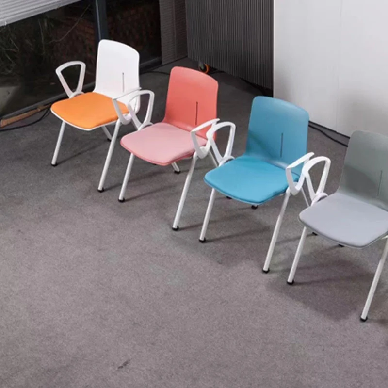 Chaise de conférence contemporaine à bras fixes, siège en maille, chaise de travail pour le bureau Clearhalo