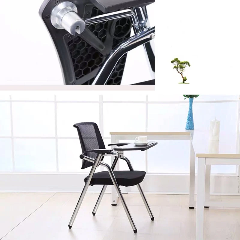 Chaise de conférence contemporaine, siège et dossier en maille noire, chaise de travail Clearhalo