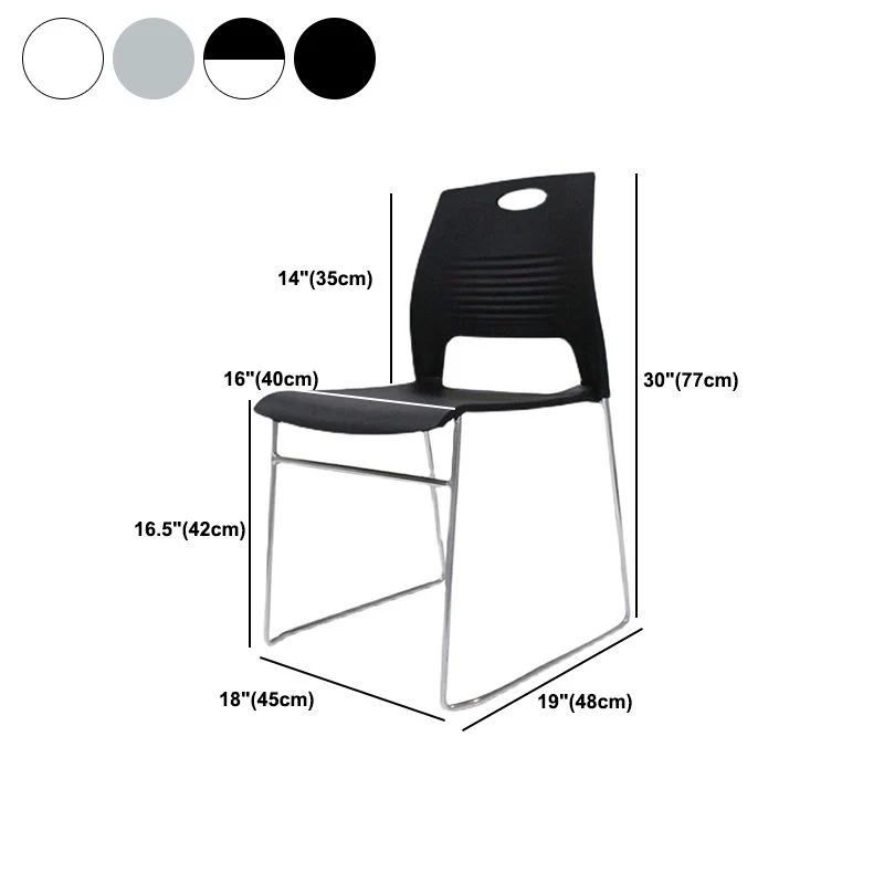 Chaise de conférence à dossier bas en plastique, cadre en acier argenté, chaise de conférence Clearhalo