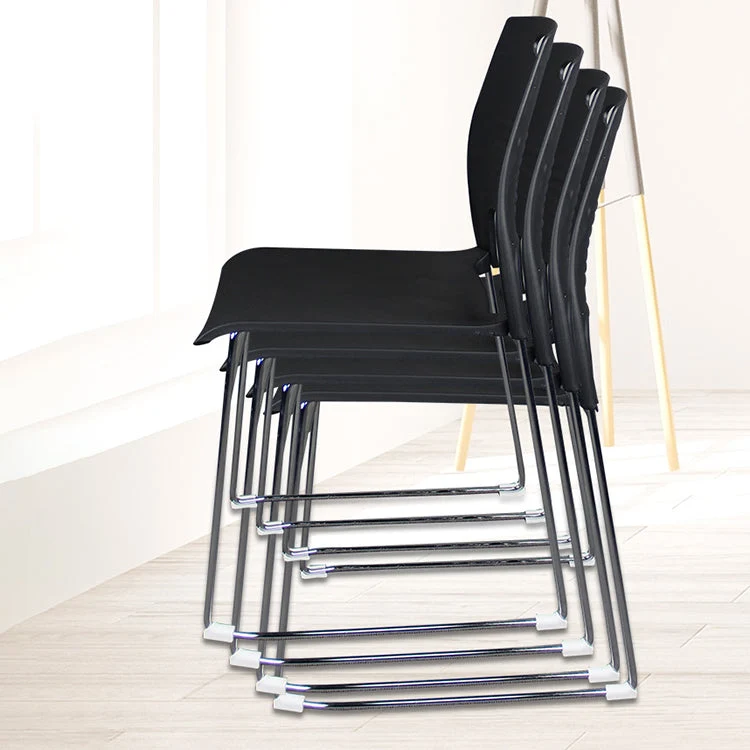 Chaise de conférence à dossier bas en plastique, cadre en acier argenté, chaise de conférence Clearhalo