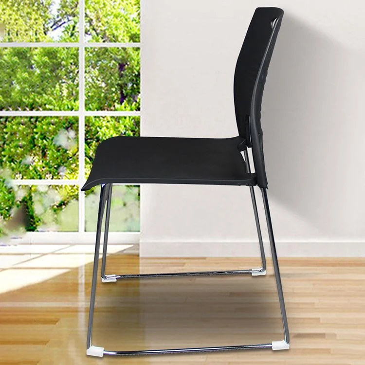 Chaise de conférence à dossier bas en plastique, cadre en acier argenté, chaise de conférence Clearhalo