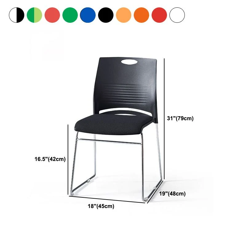 Chaise de conférence à dossier moyen, chaise de bureau contemporaine en plastique sans roulettes Clearhalo