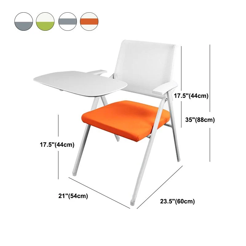 Chaise de conférence à dossier moyen en maille, sans roues, chaise de bureau à bras fixes Clearhalo