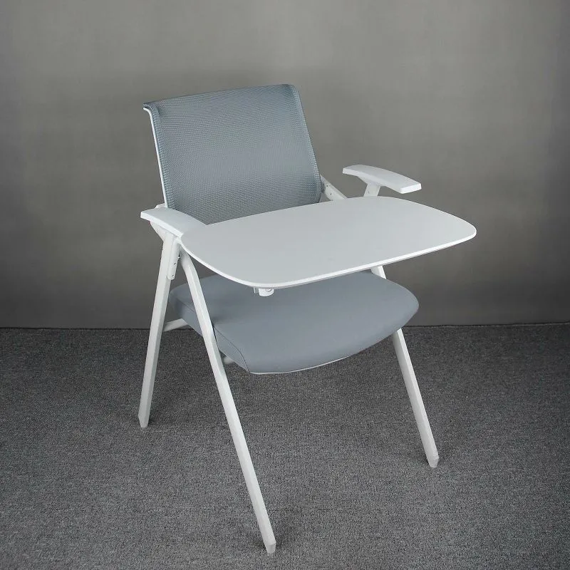 Chaise de conférence à dossier moyen en maille, sans roues, chaise de bureau à bras fixes Clearhalo