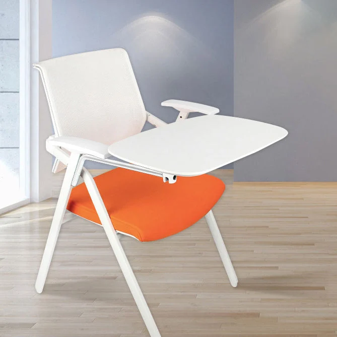 Chaise de conférence à dossier moyen en maille, sans roues, chaise de bureau à bras fixes Clearhalo