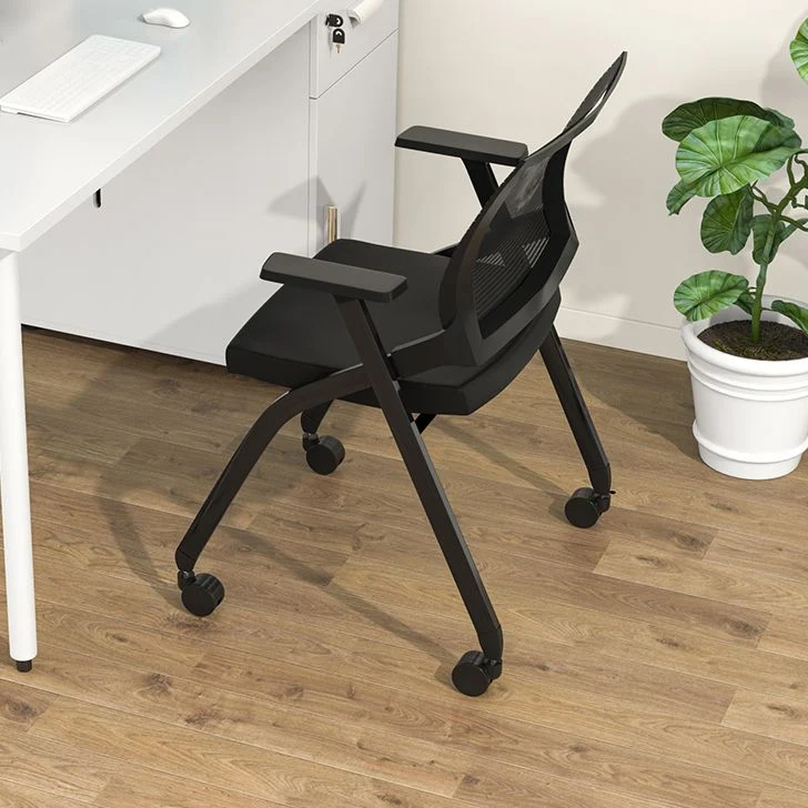 Chaise de conférence moderne à bras fixes, chaise de conférence en acier coulissante Clearhalo