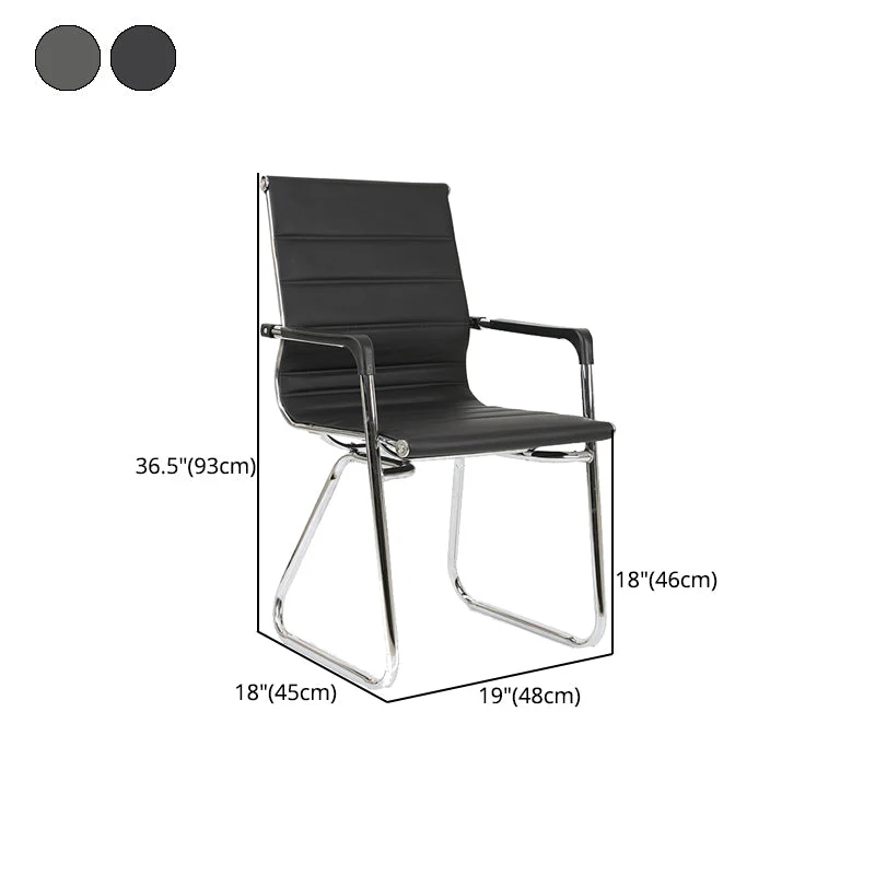Chaise de conférence moderne en métal argenté, chaise à dossier moyen/haut en maille et cuir Clearhalo