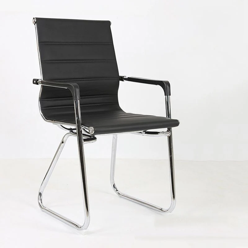 Chaise de conférence moderne en métal argenté, chaise à dossier moyen/haut en maille et cuir Clearhalo