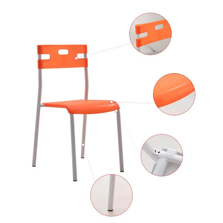 Chaise de conférence moderne en métal blanc, chaise de conférence en plastique à dossier moyen Clearhalo