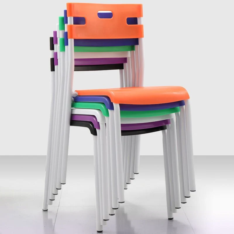 Chaise de conférence moderne en métal blanc, chaise de conférence en plastique à dossier moyen Clearhalo