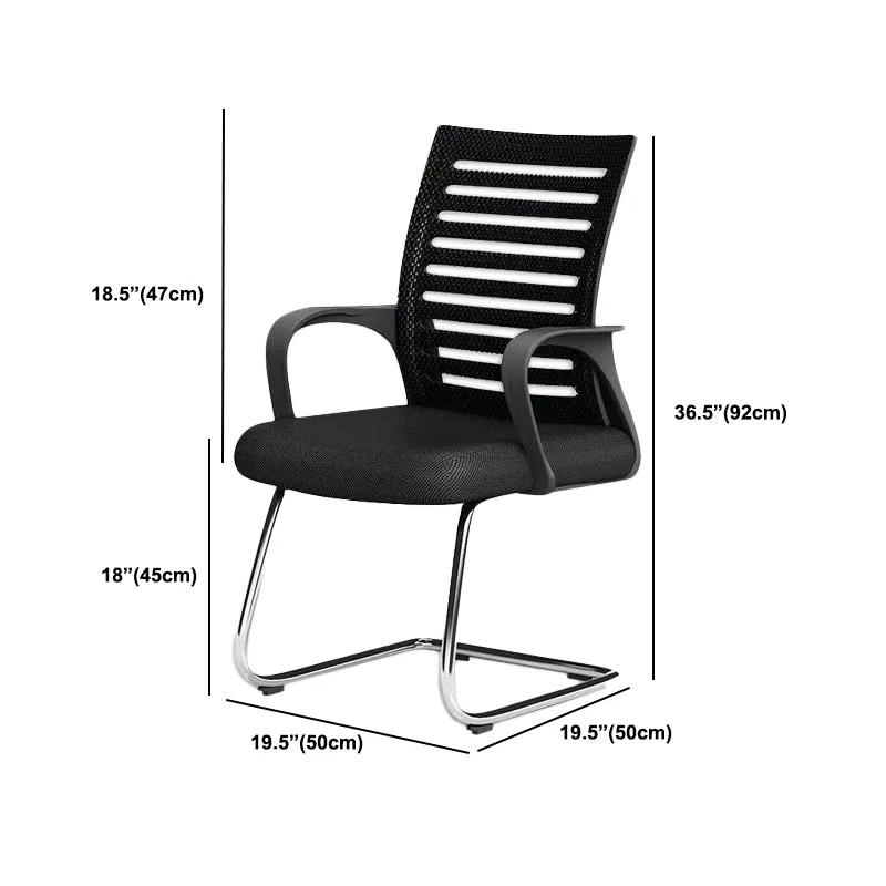 Chaise de conférence moderne en métal sans roues, chaise de conférence noire Clearhalo