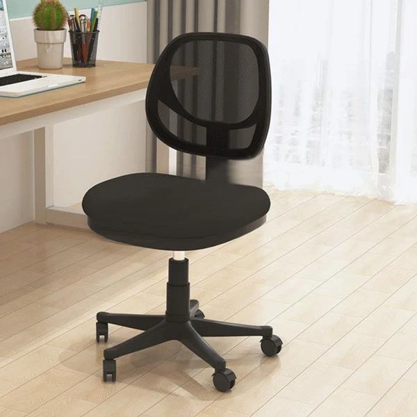 Chaise de conférence moderne en nylon noir, chaise de conférence à dossier bas en maille Clearhalo