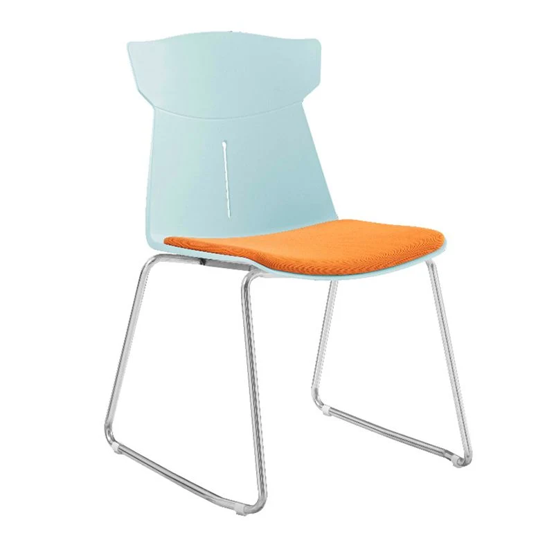 Chaise de conférence en plastique à dossier moyen, chaise contemporaine à coussin en coton Clearhalo