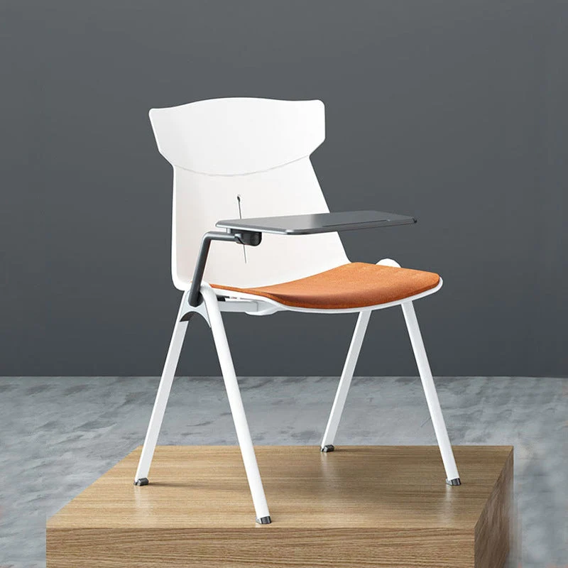 Chaise de conférence en plastique à dossier moyen, chaise contemporaine à coussin en coton Clearhalo