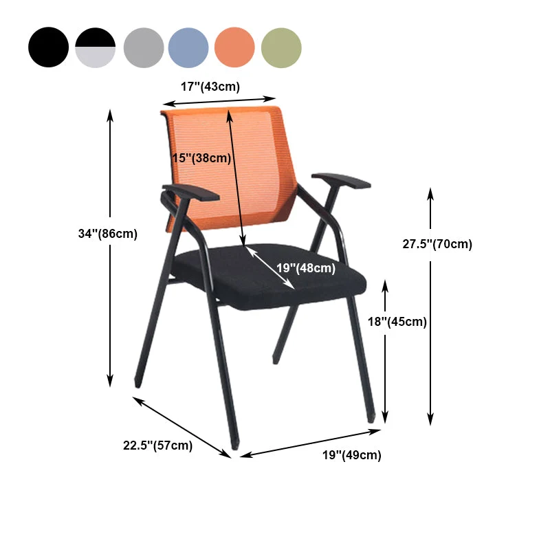 Chaise de conférence pliante à cadre en acier, siège en coton noir avec bras fixes Clearhalo