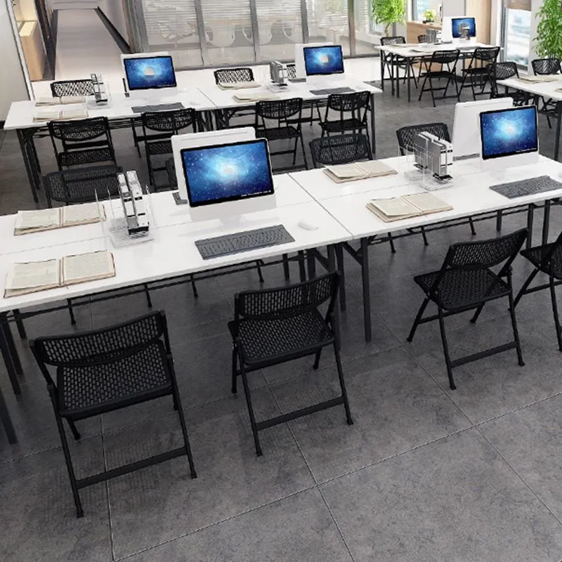 Chaise de conférence pliante sans bras, cadre en fer, dossier et siège en plastique Clearhalo
